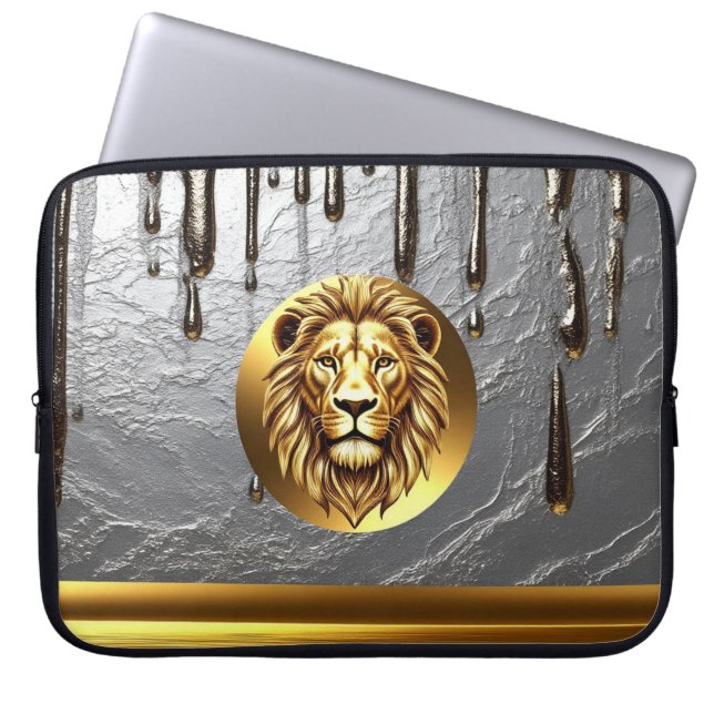 Capa Para Notebook Cabeça de Leão Dourado Com Efeito de Gotejamento M (Frente)