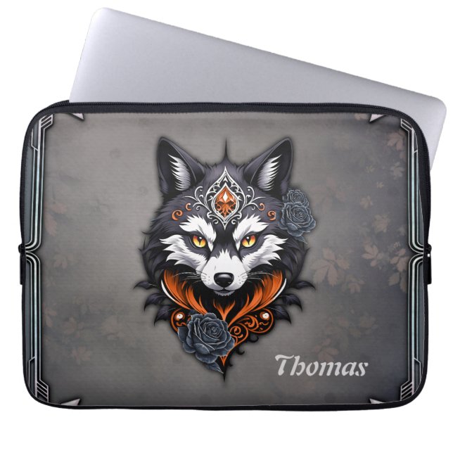 Capa Para Notebook Cabeça de lobo majestoso, terminada em profundidad (Frente)