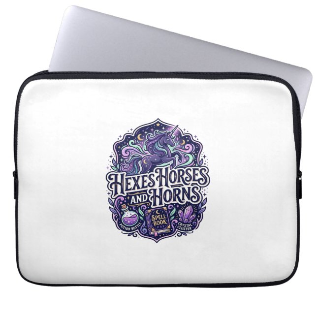 Capa Para Notebook Cabra de Hexes Cavalos e Chifres POD Pronto Arte P (Frente)