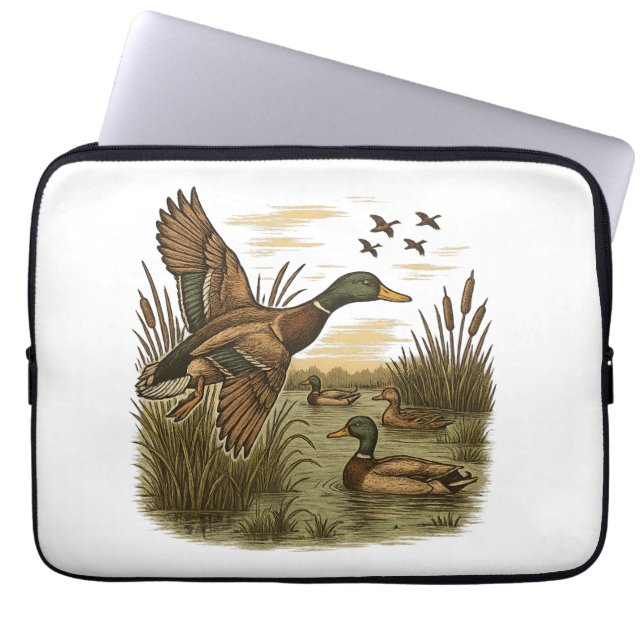 Capa Para Notebook Caça ao Pato-Marrecão-Retro-Voador (Frente)