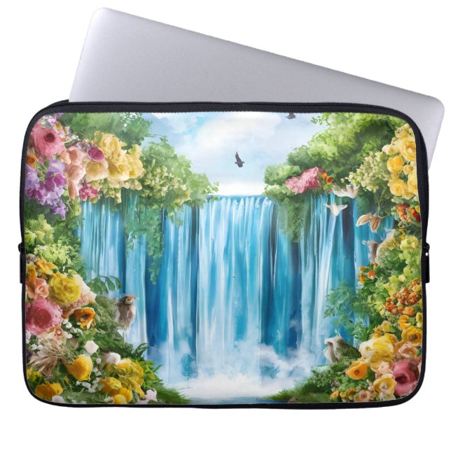 Capa Para Notebook Cachoeira pintada à aquarela (Frente)
