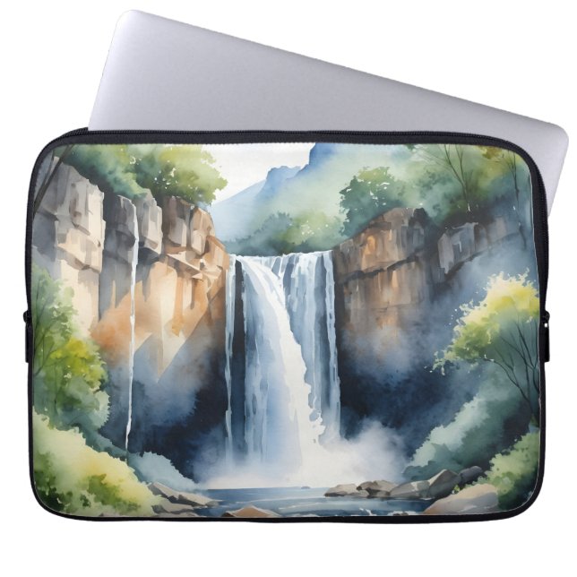 Capa Para Notebook Cachoeira pintada à aquarela (Frente)