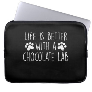 Capa Para Notebook Cachorro   A vida é melhor com labrador de chocola