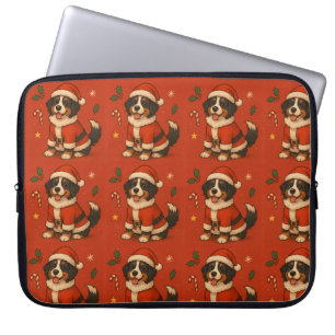 Capa Para Notebook Cachorro Bernês de Natal Bernese Mountain Santa