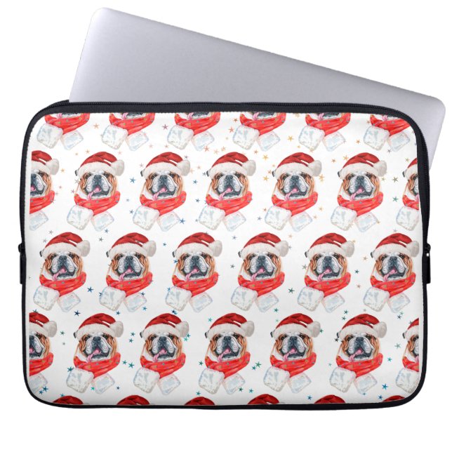 Capa Para Notebook Cachorro-Bulldog Inglês - Natal (Frente)