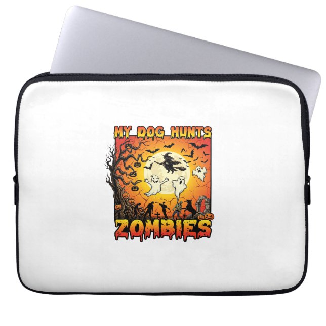 Capa Para Notebook Cachorro Caça Zumbis Dia das Bruxas Fantasmas Brux (Frente)