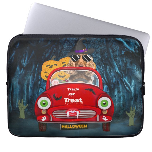 Capa Para Notebook Cachorro-Cachorro Espanhol Dirigindo Carro Assusta (Frente)