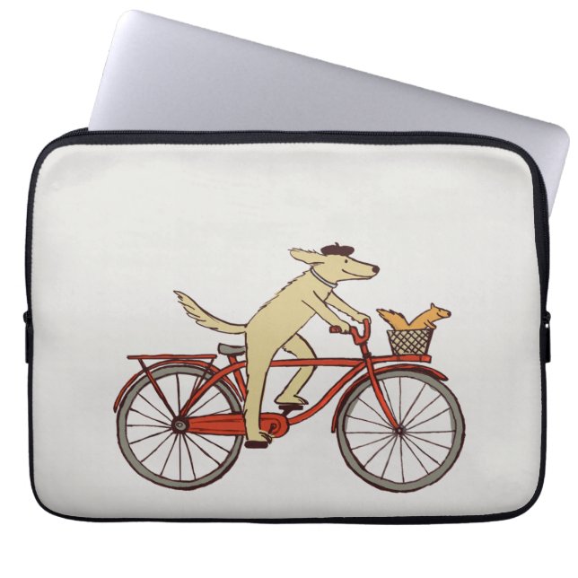 Capa Para Notebook Cachorro-ciclagem e esquilo | Arte animal divertid (Frente)
