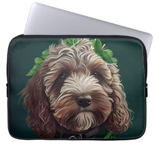 Capa Para Notebook Cachorro Cockapoo vestido para o Dia de São Patríc