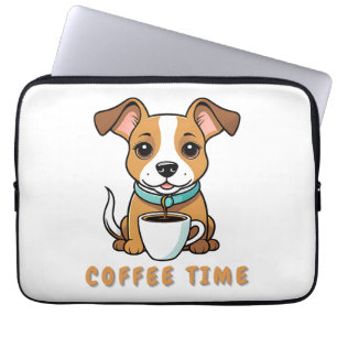 Capa Para Notebook cachorro com café
