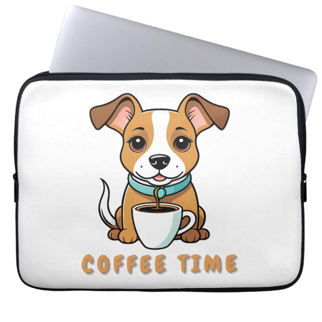 Capa Para Notebook cachorro com café (Frente)