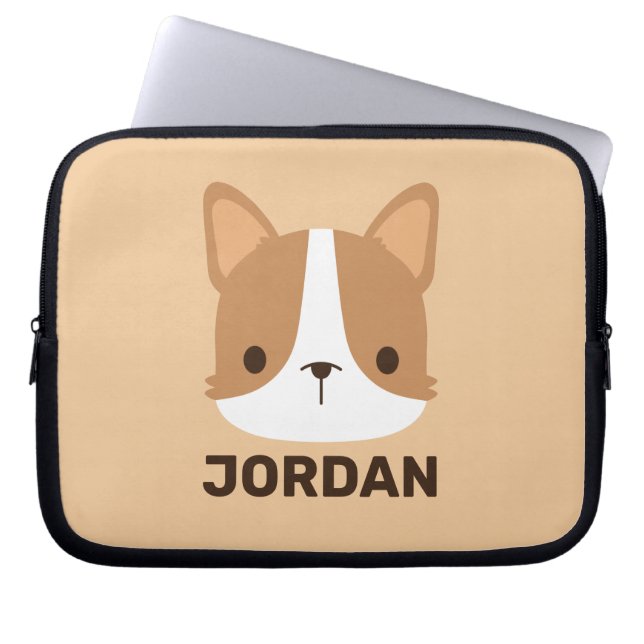 Capa Para Notebook Cachorro Corgi Corgento com Nome Personalizado (Frente)