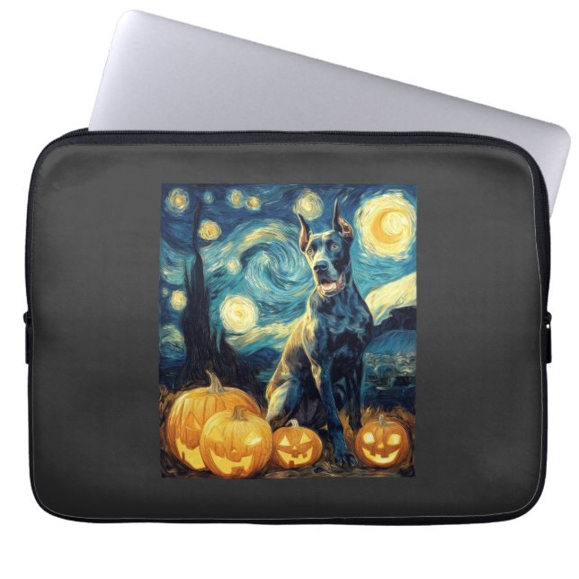 Capa Para Notebook Cachorro Cute Great Dane Halloween Jack O Lantern  (Frente)