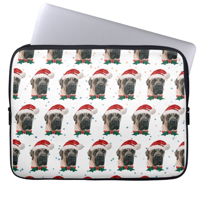 Capa Para Notebook Cachorro da Raça Mastiff Inglês Natal (Frente)