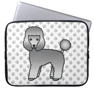 Capa Para Notebook Cachorro de Cartoon de Poodle com cinza