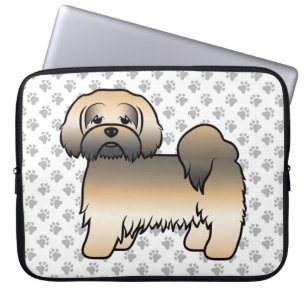 Capa Para Notebook Cachorro de Cartoon Dourado Lhasa Apso