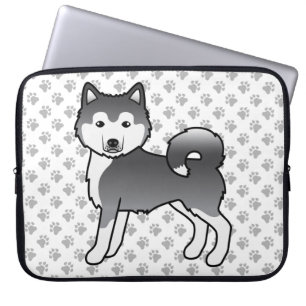Capa Para Notebook Cachorro de Cartoon Malamute Azul no Alasca