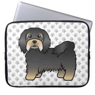 Capa Para Notebook Cachorro De Cartoon Negro E Tan Havanês