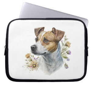 Capa Para Notebook Cachorro de Cores Aquáticas Cópulas Florais Jack R