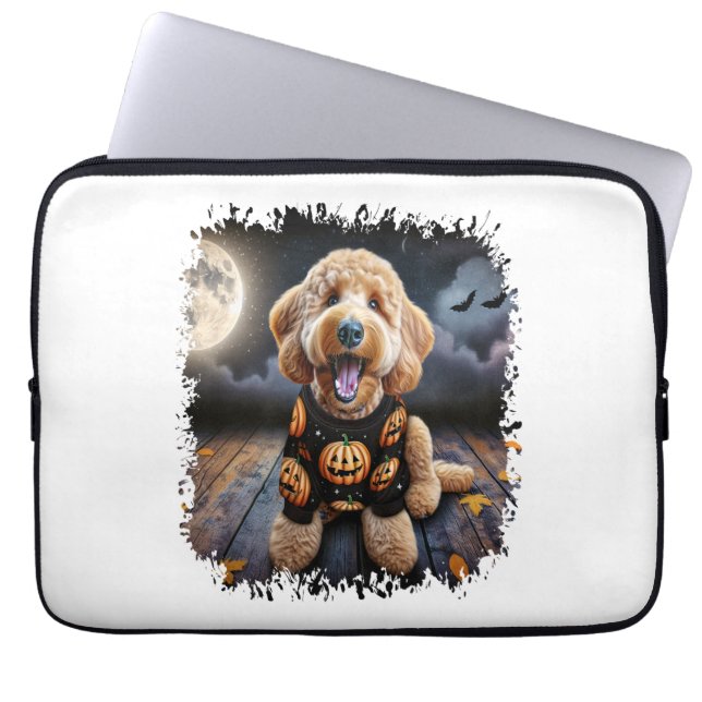Capa Para Notebook Cachorro de Goldendoodle Halloween (Frente)