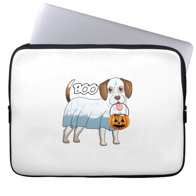 Capa Para Notebook Cachorro de Halloween Beagle Fantasma (Frente)