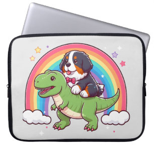 Capa Para Notebook Cachorro de Montanha Bonita Bernese Andando T-Rex