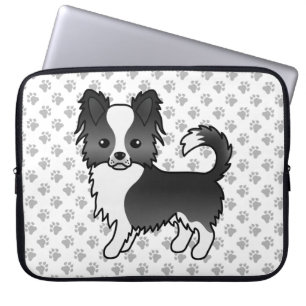 Capa Para Notebook Cachorro e patas, Casaco, preto e branco, longo