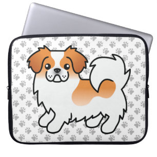 Capa Para Notebook Cachorro e patas pintadas tibetanas de cor vermelh
