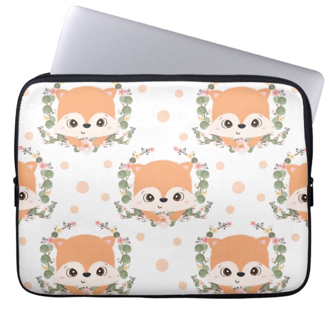 Capa Para Notebook Cachorro E Tatuagem Da Flor (Frente)