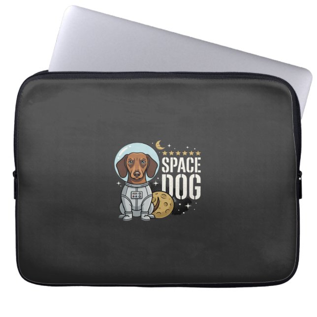 Capa Para Notebook Cachorro Espacial Dachshund Astronauta Vetor (Frente)