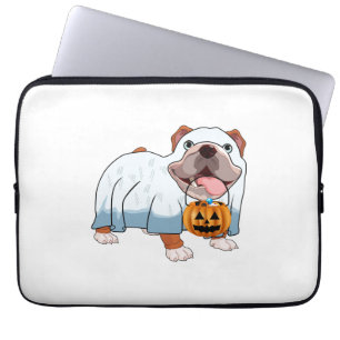 Capa Para Notebook Cachorro Fantasma Bulldog Dia das Bruxas