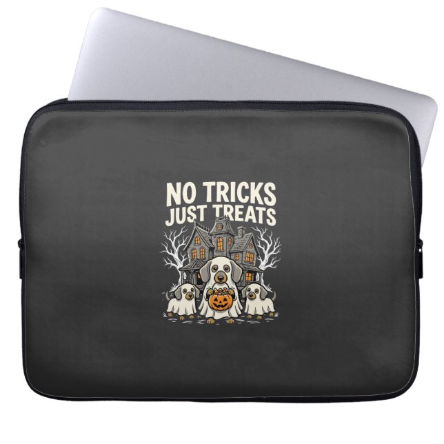 Capa Para Notebook Cachorro Fofo de Halloween Sem Pegadinhas Só Gulos (Frente)