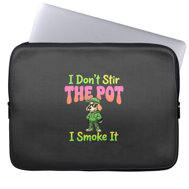Capa Para Notebook Cachorro Fumante Engraçado de Maconha (Frente)