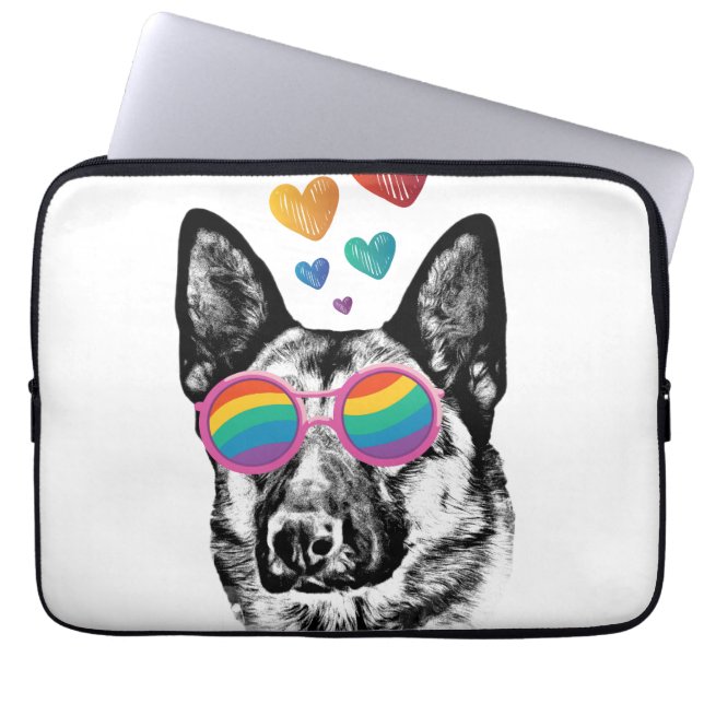 Capa Para Notebook Cachorro german shepherd com Dia de os namorados d (Frente)