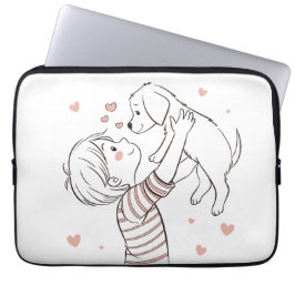 Capa Para Notebook Cachorro giro com animação infantil feliz