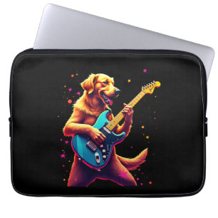 Capa Para Notebook Cachorro Golden Retriever Tocando Violão Elétrico