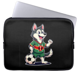 Capa Para Notebook Cachorro Husky Engraçado Dabbing Quênia Futebol -