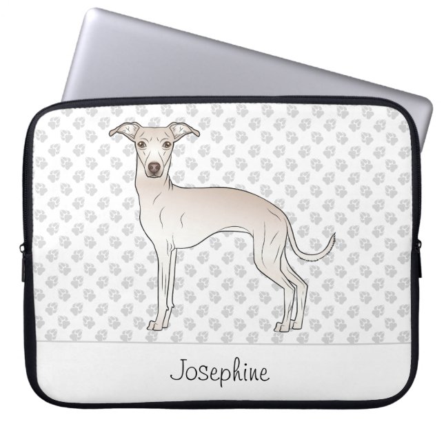 Capa Para Notebook Cachorro Italiano Greyhound Fofo Com Nome Personal (Frente)