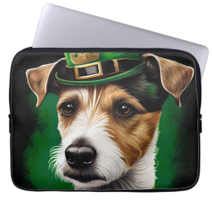 Capa Para Notebook Cachorro Jack Russell vestido para o Dia de São Pa