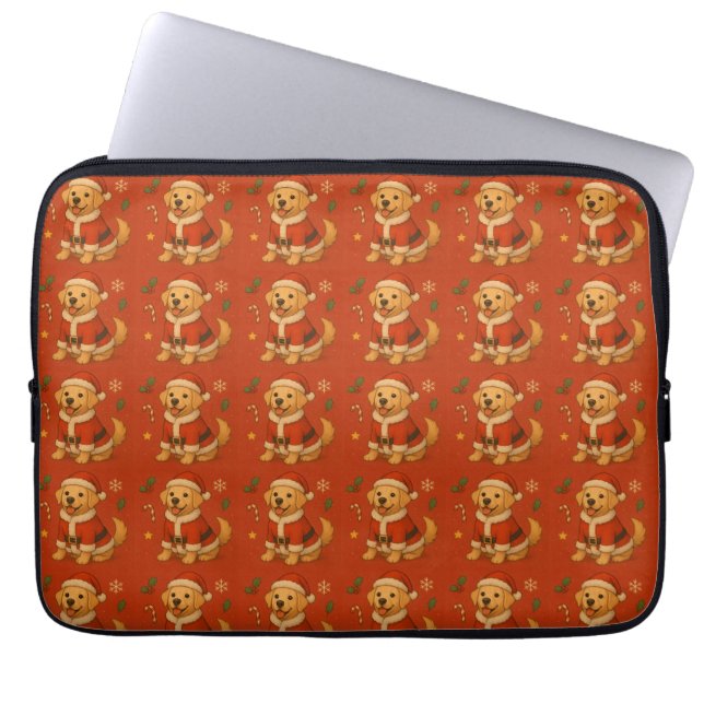 Capa Para Notebook Cachorro Labrador Retriever Santa Natal Fofo (Frente)
