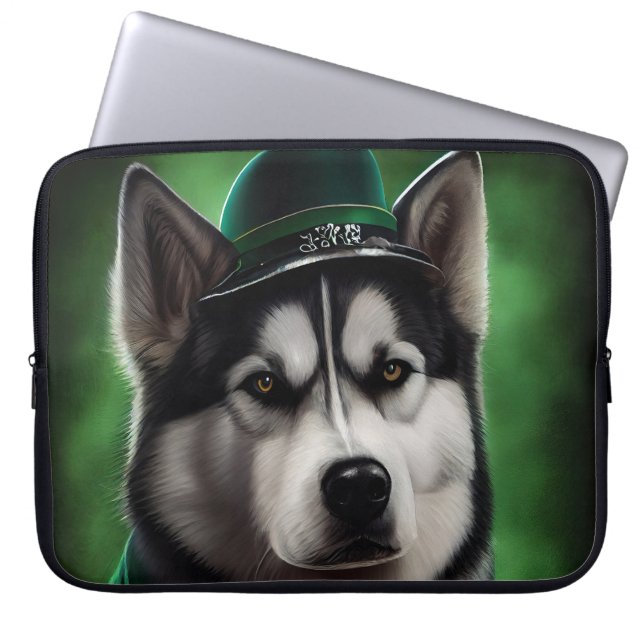 Capa Para Notebook Cachorro Malamute do Alasca vestido para o Dia de  (Frente)