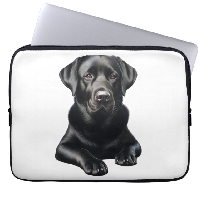 Capa Para Notebook Cachorro Negro Labrador (Frente)