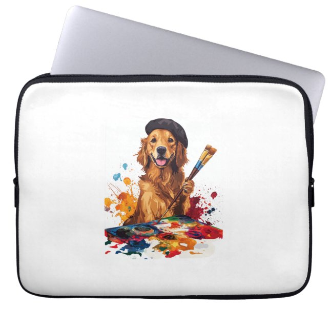 Capa Para Notebook Cachorro Pintor � Cão Artístico com Cavalete (Frente)
