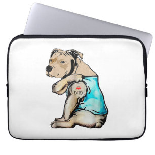 Capa Para Notebook Cachorro Pitbull Eu Amo Pai Tatuagem Engraçada Fam