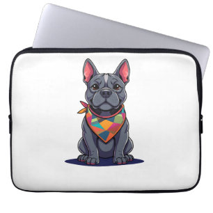 Capa Para Notebook Cachorro Pitbull Frenchie Fofo com Arte de Lenço