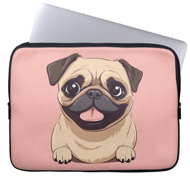 Capa Para Notebook Cachorro pug (Frente)