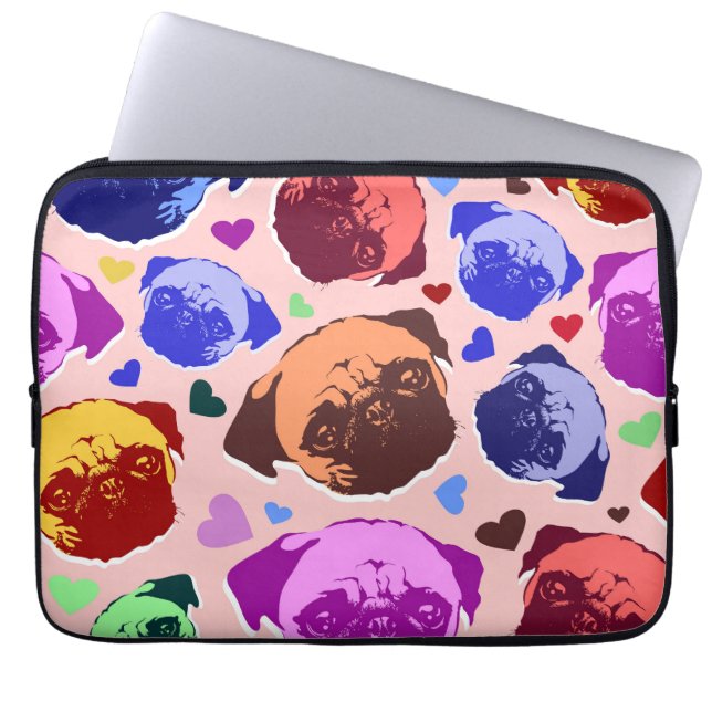 Capa Para Notebook Cachorro Pug Filhote PopArt Estilo Retro (Frente)