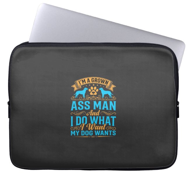 Capa Para Notebook Cachorro Quer Homem Crescido Engraçado (Frente)