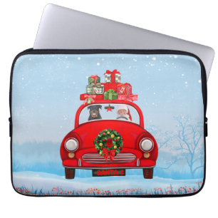 Capa Para Notebook Cachorro Rottweiler No Carro Com Papai Noel