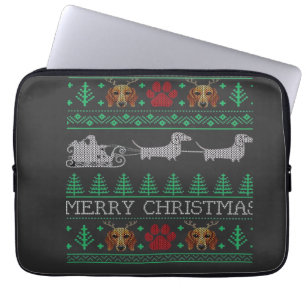 Capa Para Notebook Cachorro Salsicha de Natal Dachshund Roupa de Nata